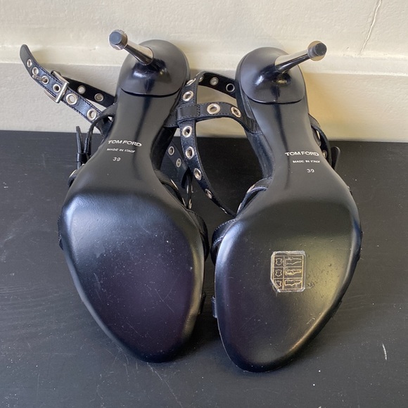 Tom Ford Black Open Stud Strap Sandal Size 39 - Picture 3 of 9